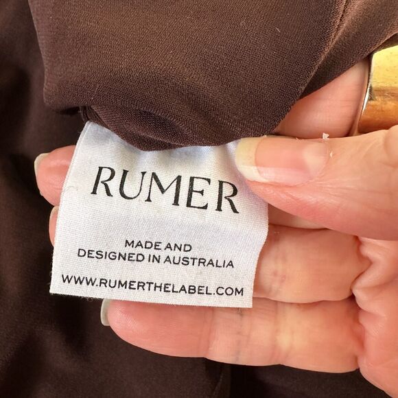 Rumer The Label Chocolate Ribbed Oasis Bandeau Style Cut Outs Lined Maxi S - Picture 11 of 16